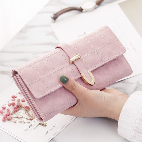 Pink Leather Long Wallet